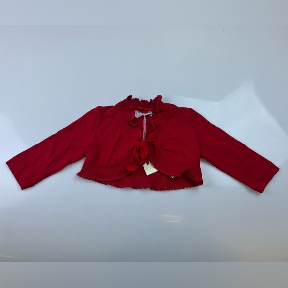 Monnalisa Red Bow Detail Little Girls Cardigan N276-90 - Picture 2 of 9
